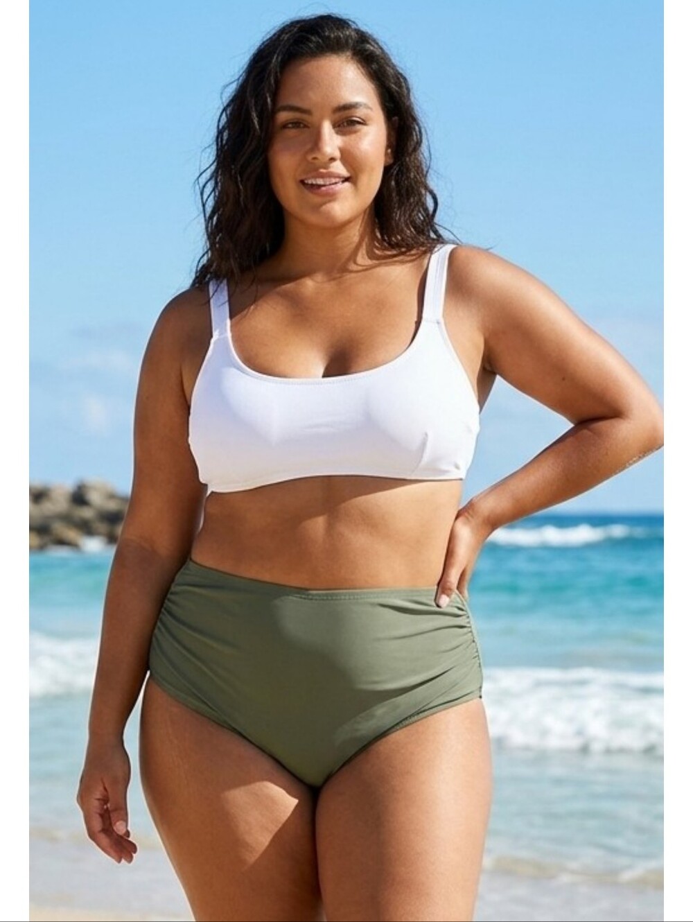 Full Coverage Plus Size Bikini Bottoms Olive Green Size 24W
